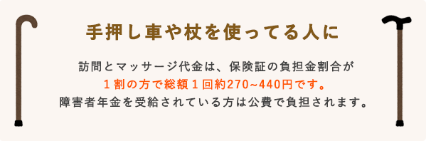 手押し車や杖を使ってる人に